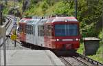 Martigny-Chamonix-Bahn BDeh 4/8 21 bei der Einfahrt nach Le Ch�telard.