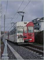 Der als RER S51 nach Gruyeres gefahren Be 4/4 kommt als Leermaterialzug zurück nach Bulle.