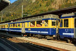 Eingereiht in einen BOB Pendelzug (Interlaken Ost – Grindelwald) am 02.10.2011 im Bahnhof Interlaken Ost, der BOB ABeh 4/4 I 308 „Gsteigwiler“.