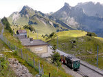 Schynige Platte Bahn: Lok 63 mit geöffneter Seitenwand auf der Schynigen Platte, 22.August 2014.