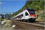 Der SBB RABe 523 062 und ein weiterer stehen in Vallorbe.