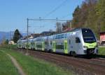 BLS: Doppelstock Niederflurzug als RE Biel-Bern mit BLS RABe 515 (MUTZ) bei Busswil am 19.