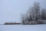 Ein kalter Tag an der Bahnlinie Bern-Thun: ICE 401 073.