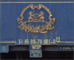 Gusseisernes Emblem mit weiteren Anschriften an Pullmannwagen Nr.