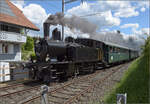 150 Jahre Emmentalbahn. 

Ed 3/4 2 der SMB kommt zur Zugkreuzung mit BDe 2/4 240 in den Bahnhof Affoltern-Weier gefahren. Mai 2025.