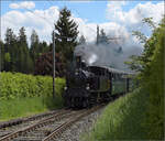 150 Jahre Emmentalbahn. 

Ed 3/4 2 der SMB kommt zur Zugkreuzung mit BDe 2/4 240 in den Bahnhof Affoltern-Weier gefahren. Mai 2025.